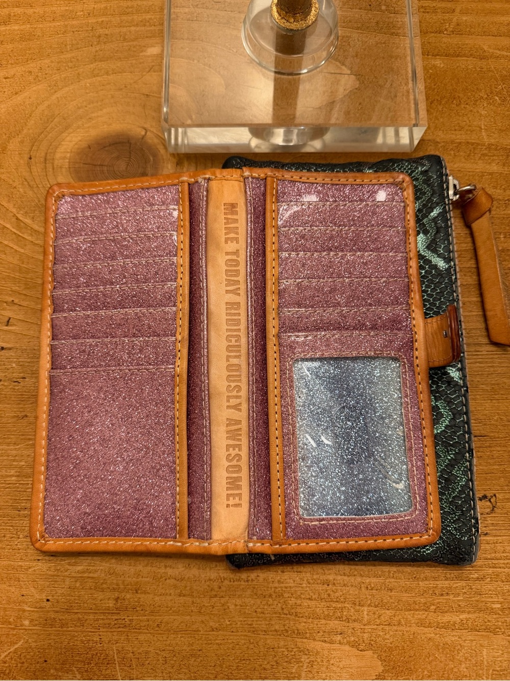 Consuela Black and Brown Textured Wallet with Logo Patch - Picture 8 of 11